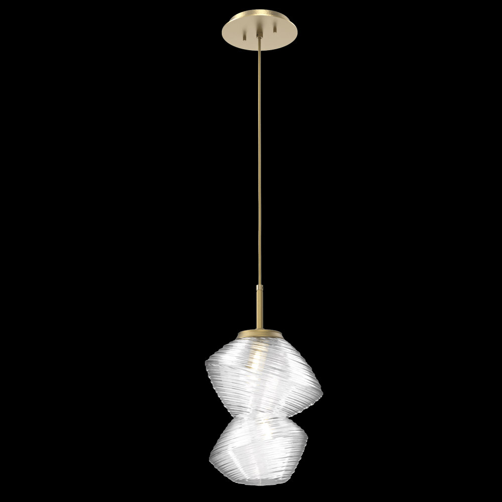 Mesa Pendant-Gilded Brass-Clear Blown Glass