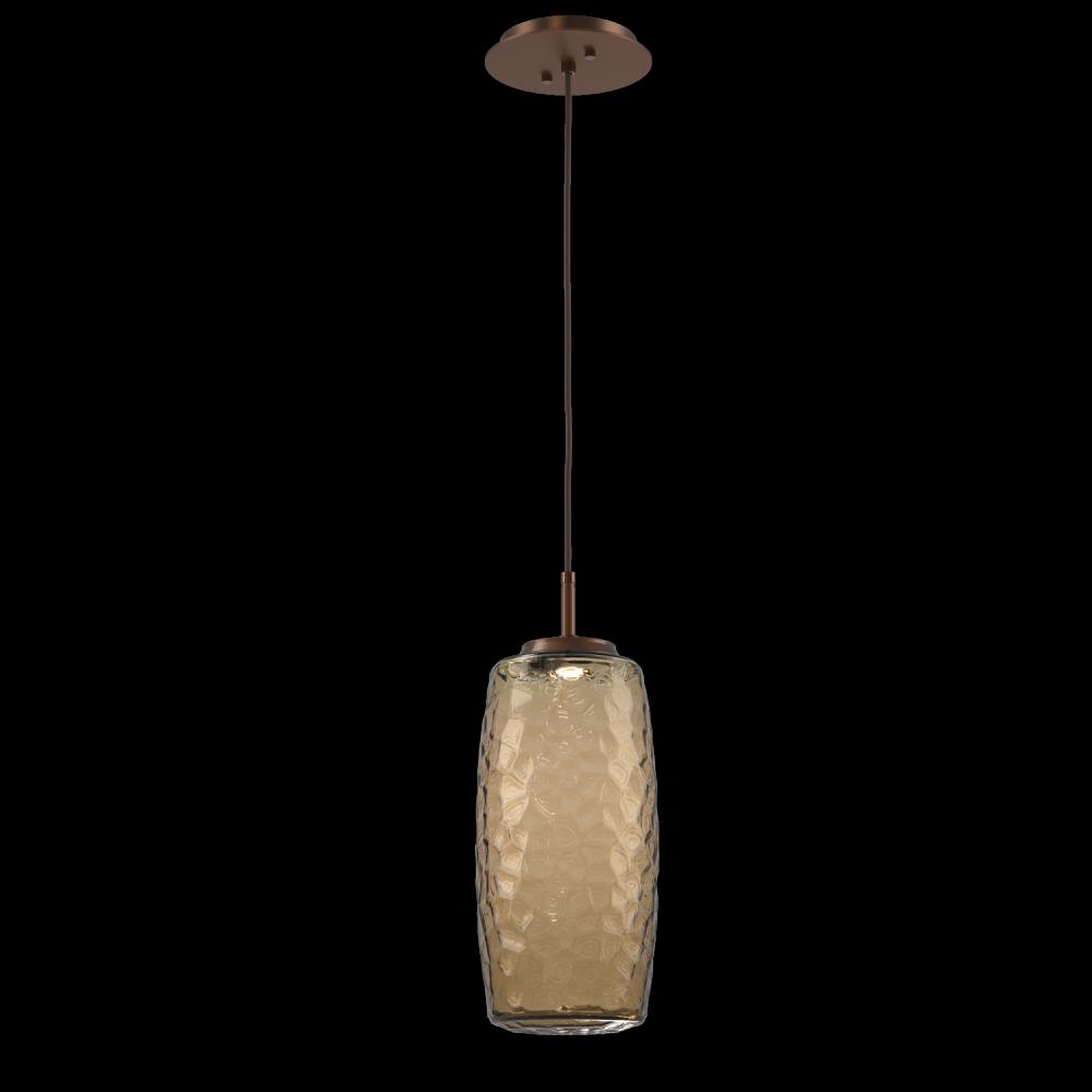 Vessel Pendant (Large)-Burnished Bronze-Bronze Blown Glass-Cloth Braided Cord-LED 2700K