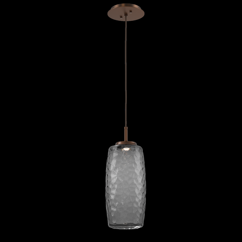 Vessel Pendant (Large)-Burnished Bronze-Smoke Blown Glass-Cloth Braided Cord-LED 3000K