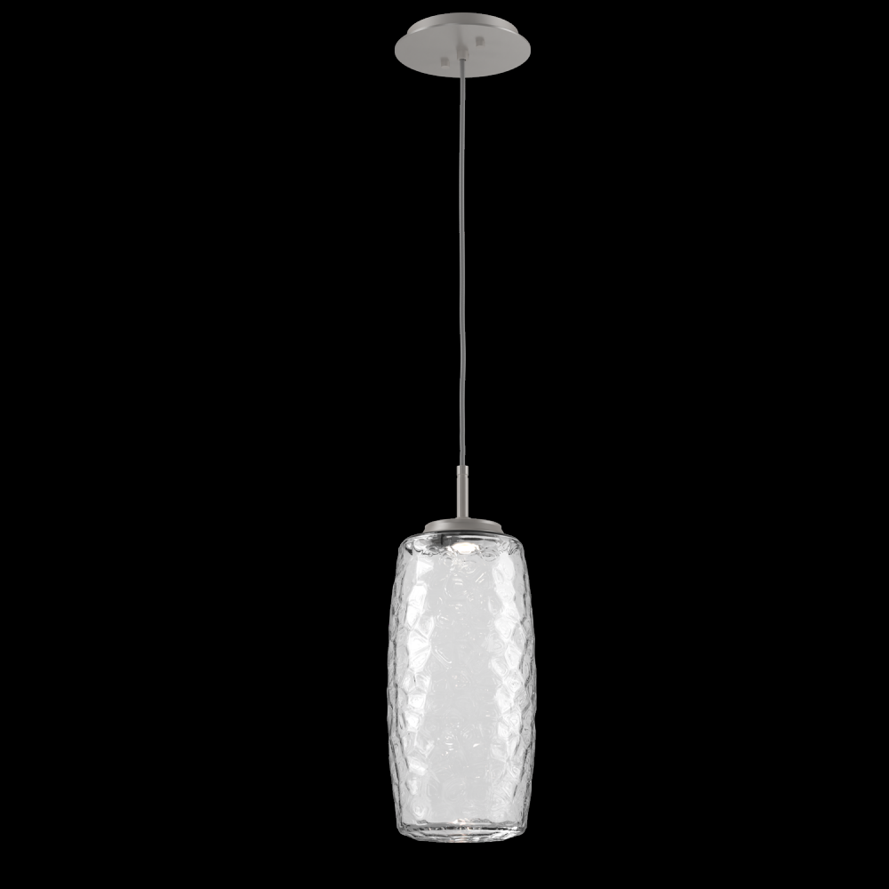 Vessel Pendant (Large)-Beige Silver-Clear Blown Glass-Cloth Braided Cord-LED 3000K