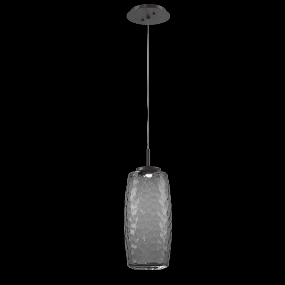 Vessel Pendant (Large)-Graphite-Smoke Blown Glass-Cloth Braided Cord-LED 3000K