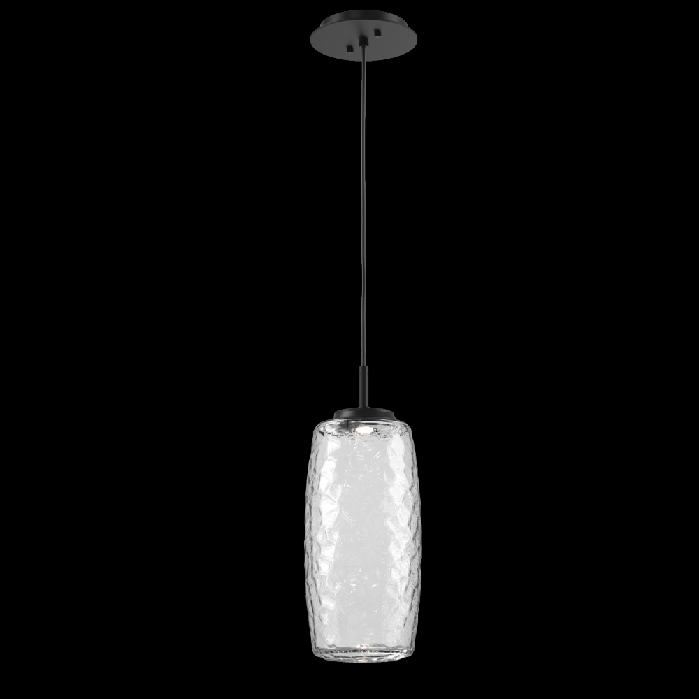 Vessel Pendant (Large)-Matte Black-Clear Blown Glass-Cloth Braided Cord-LED 2700K