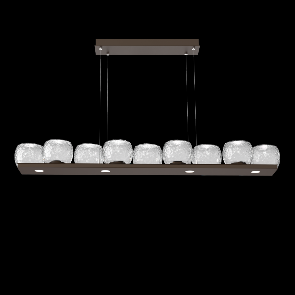 Vessel 59-inch Platform Linear-Flat Bronze-Clear Blown Glass-Stainless Cable-LED 3000K