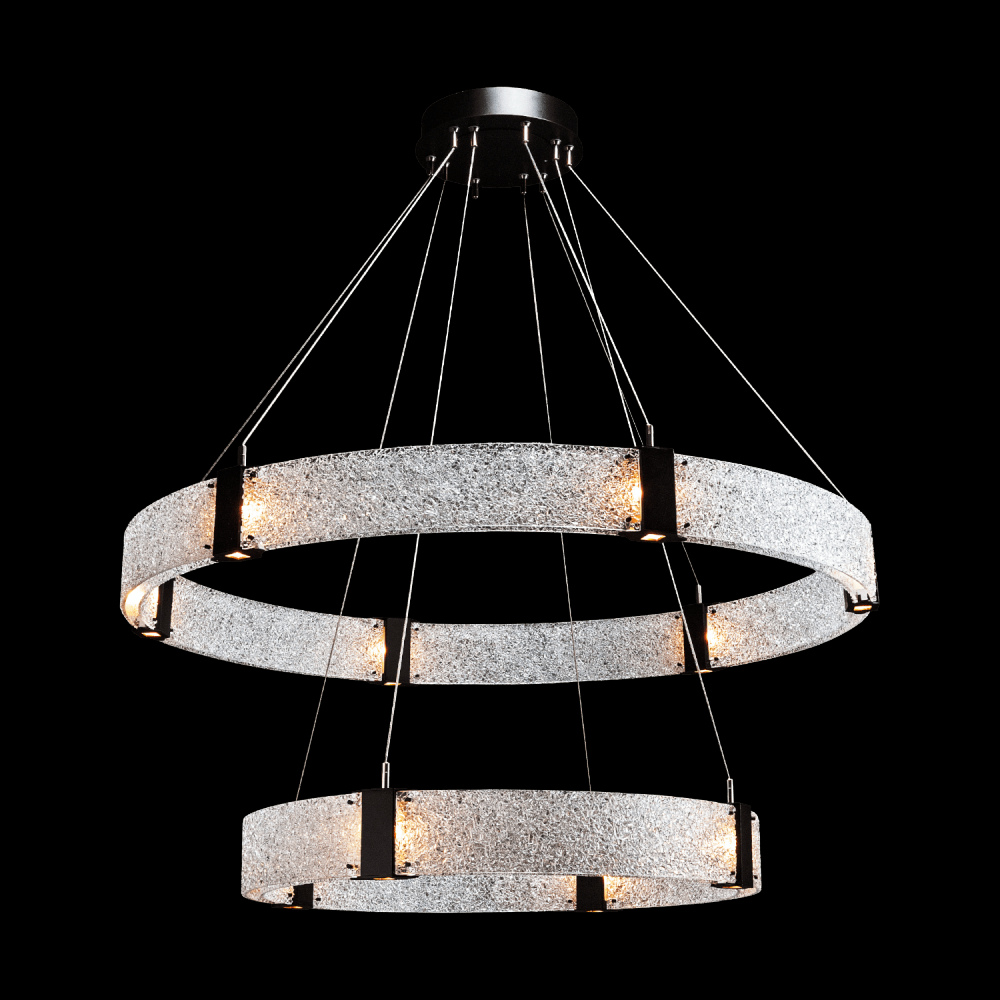 Two Tier Parallel Ring Chandelier-2D-Flat Bronze