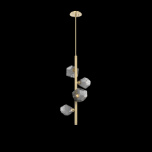 Hammerton CHB0039-T4-GB-S-001-L3 - Gem 4pc Twisted Vine-Gilded Brass-Smoke Blown Glass-Threaded Rod Suspension-LED 3000K