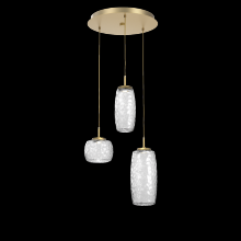 Hammerton CHB0091-03-GB-C-C01-L3 - Vessel 3pc Round Multi-Pendant-Gilded Brass-Clear Blown Glass-Cloth Braided Cord-LED 3000K