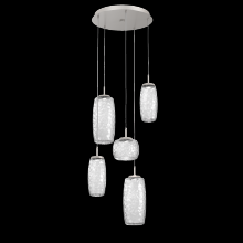 Hammerton CHB0091-05-BS-C-C01-L3 - Vessel 5pc Round Multi-Pendant-Beige Silver-Clear Blown Glass-Cloth Braided Cord-LED 3000K