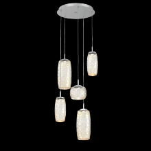 Hammerton CHB0091-05-CS-A-C01-L3 - Vessel 5pc Round Multi-Pendant-Classic Silver-Amber Blown Glass-Cloth Braided Cord-LED 3000K