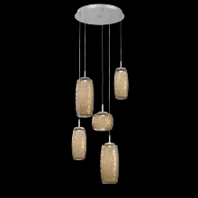 Hammerton CHB0091-05-CS-B-C01-L1 - Vessel 5pc Round Multi-Pendant-Classic Silver-Bronze Blown Glass-Cloth Braided Cord-LED 2700K