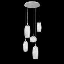 Hammerton CHB0091-05-CS-C-C01-L3 - Vessel 5pc Round Multi-Pendant-Classic Silver-Clear Blown Glass-Cloth Braided Cord-LED 3000K