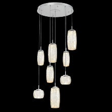 Hammerton CHB0091-08-CS-A-C01-L3 - Vessel 8pc Round Multi-Pendant-Classic Silver-Amber Blown Glass-Cloth Braided Cord-LED 3000K