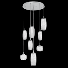 Hammerton CHB0091-08-CS-C-C01-L1 - Vessel 8pc Round Multi-Pendant-Classic Silver-Clear Blown Glass-Cloth Braided Cord-LED 2700K