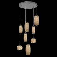 Hammerton CHB0091-08-GP-B-C01-L1 - Vessel 8pc Round Multi-Pendant-Graphite-Bronze Blown Glass-Cloth Braided Cord-LED 2700K