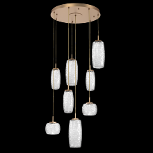 Hammerton CHB0091-08-NB-C-C01-L1 - Vessel 8pc Round Multi-Pendant-Novel Brass-Clear Blown Glass-Cloth Braided Cord-LED 2700K