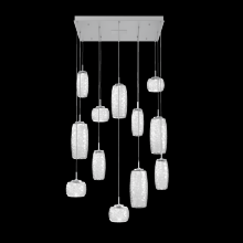 Hammerton CHB0091-12-CS-C-C01-L3 - Vessel 12pc Square Multi-Pendant-Classic Silver-Clear Blown Glass-Cloth Braided Cord-LED 3000K