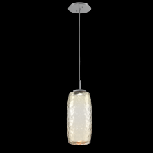 Hammerton LAB0091-01-CS-A-C01-L3 - Vessel Pendant (Large)-Classic Silver-Amber Blown Glass-Cloth Braided Cord-LED 3000K