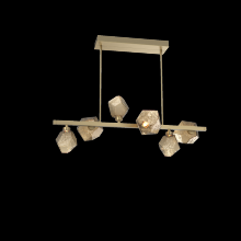 Hammerton PLB0039-T6-GB-B-001-L1 - Gem 6pc Twisted Branch-Gilded Brass-Bronze Blown Glass-Threaded Rod Suspension-LED 2700K