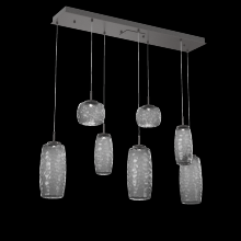 Hammerton PLB0091-07-GP-S-C01-L1 - Vessel 7pc Linear Multi-Pendant-Graphite-Smoke Blown Glass-Cloth Braided Cord-LED 2700K