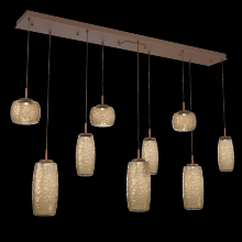 Hammerton PLB0091-09-BB-B-C01-L3 - Vessel 9pc Linear Multi-Pendant-Burnished Bronze-Bronze Blown Glass-Cloth Braided Cord-LED 3000K