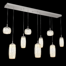 Hammerton PLB0091-09-BS-A-C01-L3 - Vessel 9pc Linear Multi-Pendant-Beige Silver-Amber Blown Glass-Cloth Braided Cord-LED 3000K