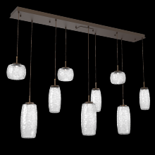 Hammerton PLB0091-09-FB-C-C01-L1 - Vessel 9pc Linear Multi-Pendant-Flat Bronze-Clear Blown Glass-Cloth Braided Cord-LED 2700K