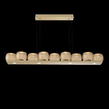 Hammerton PLB0091-0C-GB-B-CA1-L3 - Vessel 59-inch Platform Linear-Gilded Brass-Bronze Blown Glass-Stainless Cable-LED 3000K