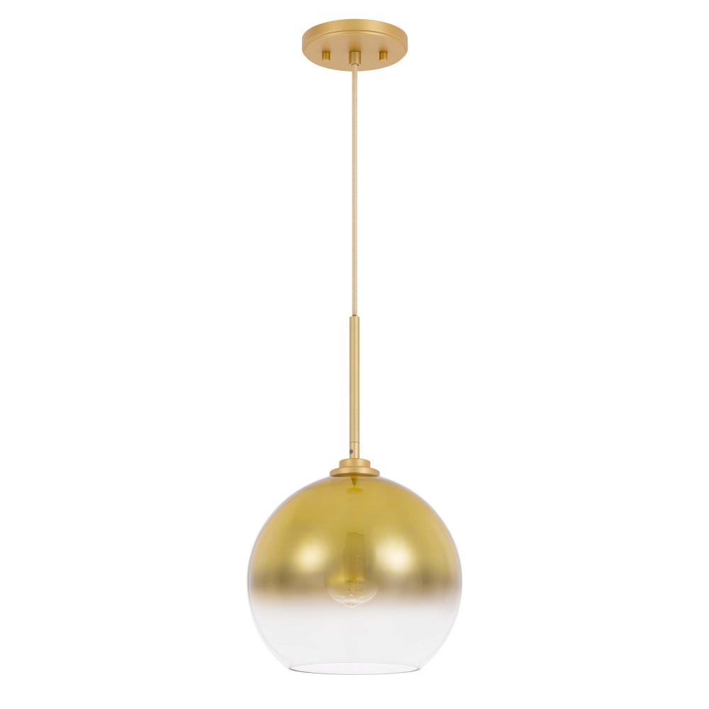 Phantasm II 1-Light Light Gold Finish Champagne Graduated Color Glass Pendant 14“ X 14” X 20“