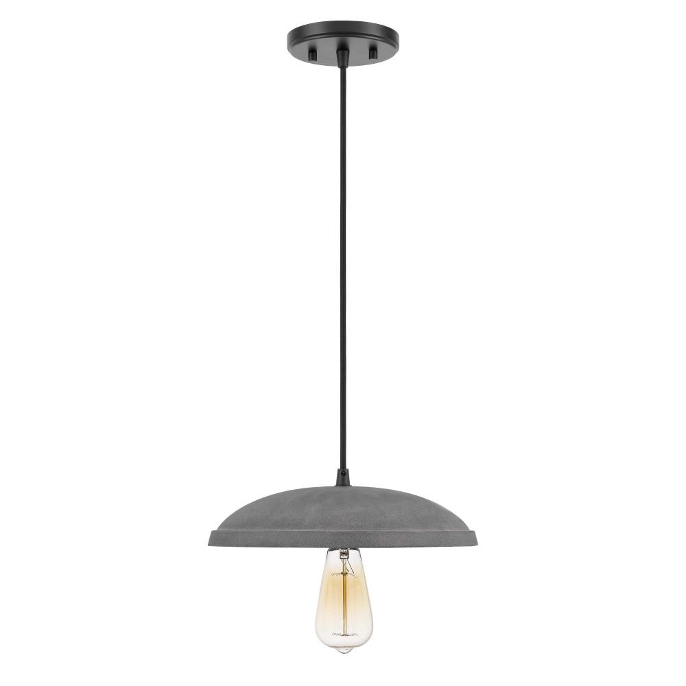 Remington 1-Light Black Finish Concrete Grey Shade Pendant 11.88"D X 3.25"H