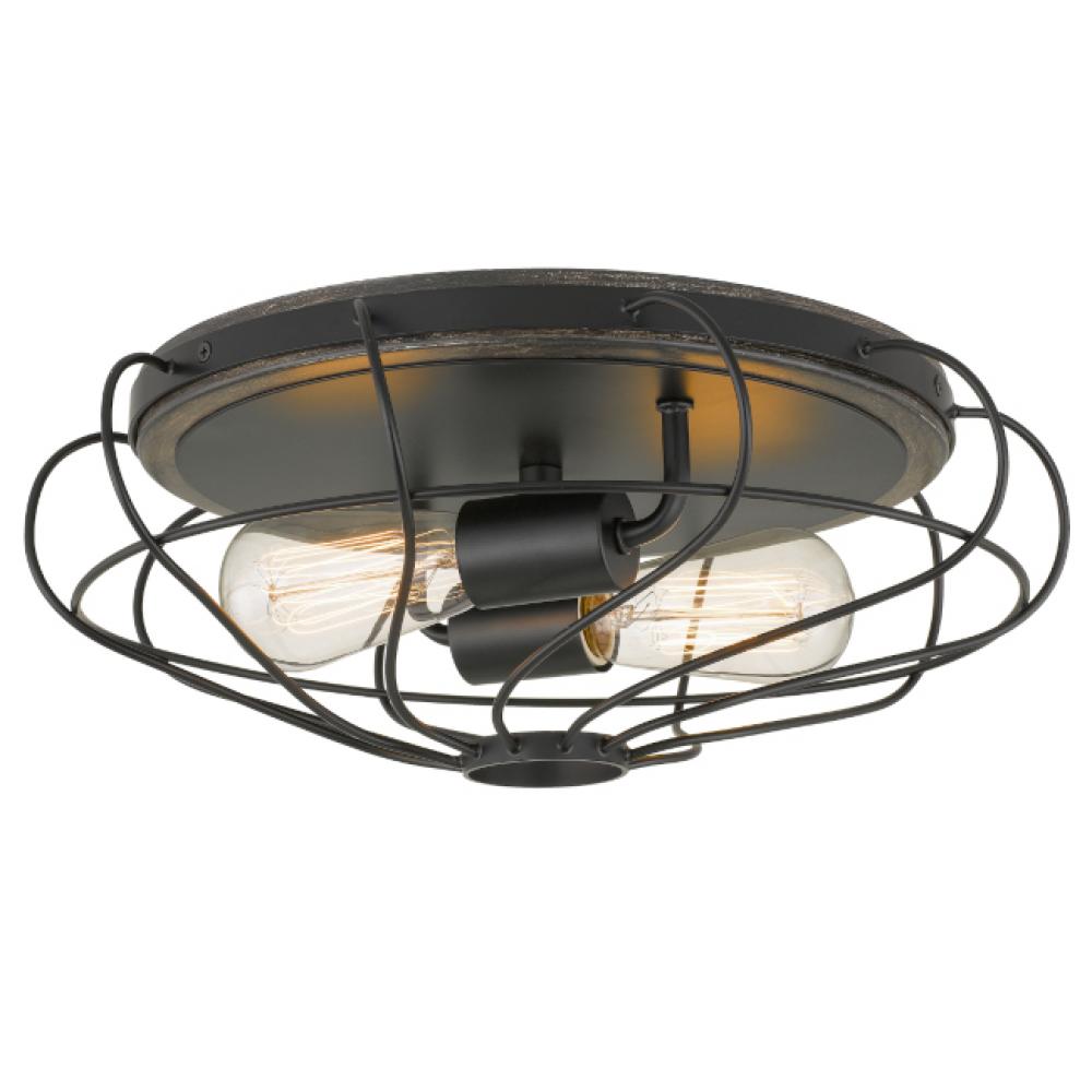 Cyclone 15 in. D X 5.25 in. H 2-Light Black And Seaside Oak Flush Mount