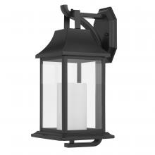 Worldwide Lighting Corp E10027-001 - Boston 17 In 1-Light Matte Black Outdoor Wall Light With Opal White Glass