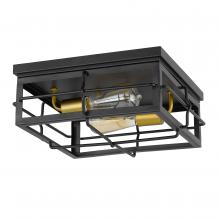 Worldwide Lighting Corp E30023-001B - Hanford 2-Light Black Frame With Painted Brass Socket Flush Mount 13.88“ X 13.88” X 5.88“