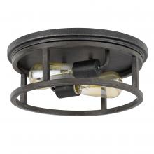 Worldwide Lighting Corp E30027-020 - Newport 2-Light Guilded Iron & Seaside Oak Flush Mount 13“ X 13” X 4.75“