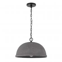 Worldwide Lighting Corp E80016-001 - Remington 1-Light Black Finish Concrete Grey Shade Pendant 15.88"D X 10"H