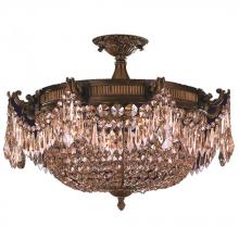 Worldwide Lighting Corp W33354B24-GT - Winchester 4-Light Antique Bronze Finish and Golden Teak Crystal Semi Flush Mount Ceiling Light 24 i