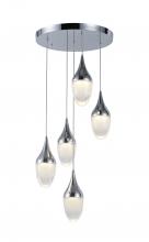 Worldwide Lighting Corp W33837C14 - droplet 12.5-Watt Polished Chrome Finish Integrated LEd Clear Multi Light Pendant 3000K 14 in. Dia x