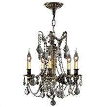 Worldwide Lighting Corp W83304BP18-GT - Windsor 5-Light Antique Bronze Finish and Golden Teak Crystal Chandelier 18 in. Dia x 19 in. H Mediu