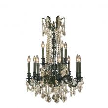 Worldwide Lighting Corp W83309F24-GT - Windsor 12-Light dark Bronze Finish and Golden Teak Crystal Chandelier 24 in. Dia x 36 in. H Two 2 T