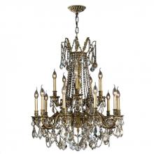 Worldwide Lighting Corp W83310BP28-GT - Windsor 15-Light Antique Bronze Finish and Golden Teak Crystal Chandelier 28 in. Dia x 36 in. H Two 