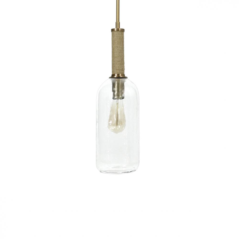 Bronson Glass Pendant Long Brass