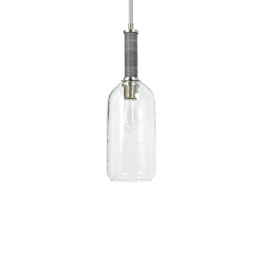 Bronson Glass Pendant Long Pewter