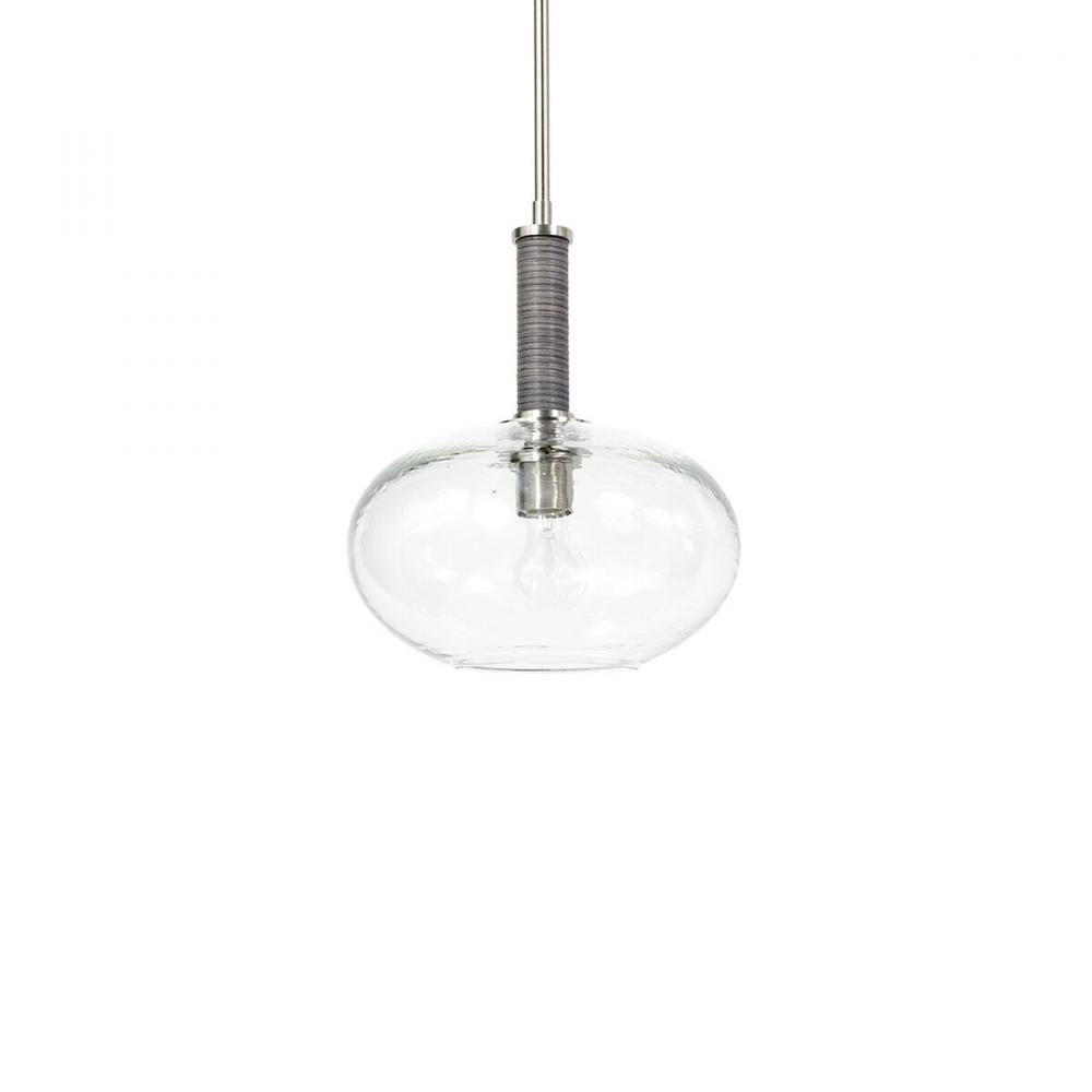 Bronson Glass Pendant Wide Pewter