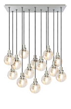 Stone Lighting CH56014CKSN - Chandelier 14 Light Rectangular Canopy with Crackle Globe fixtures