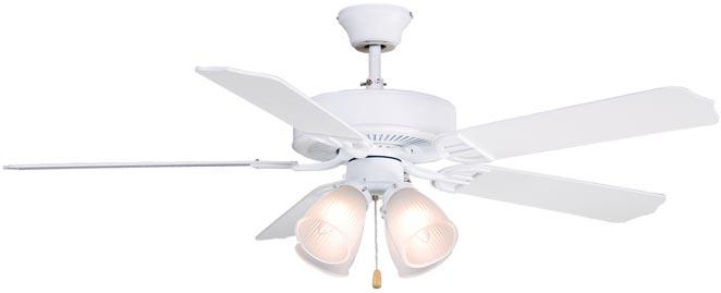 Traditional Four Light Matte White Ceiling Fan