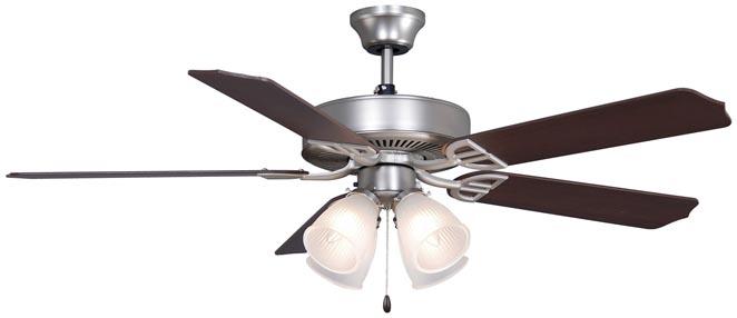 Traditional Four Light Satin Nickel Ceiling Fan