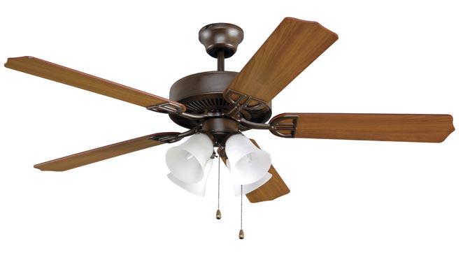 Traditional Four Light Oil Rubbed Bronze Ceiling Fan