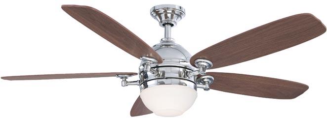 Transitional Two Light Polished Nickel Ceiling Fan