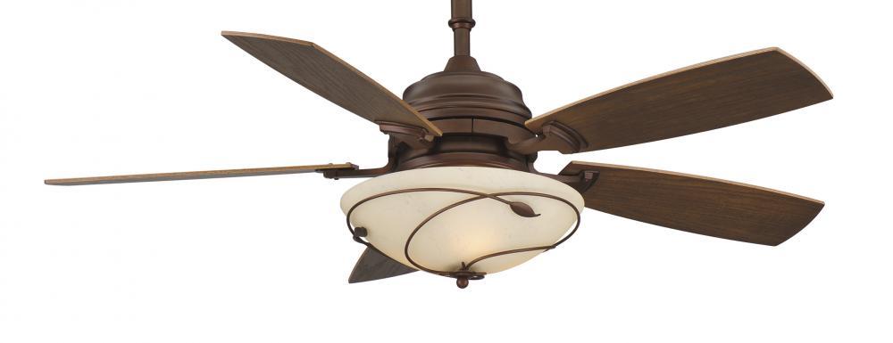 Transitional Three Light Mahogany Ceiling Fan