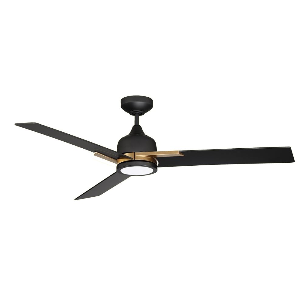 TRITON 52 in. LED Black & Oilcan Brass Ceiling Fan