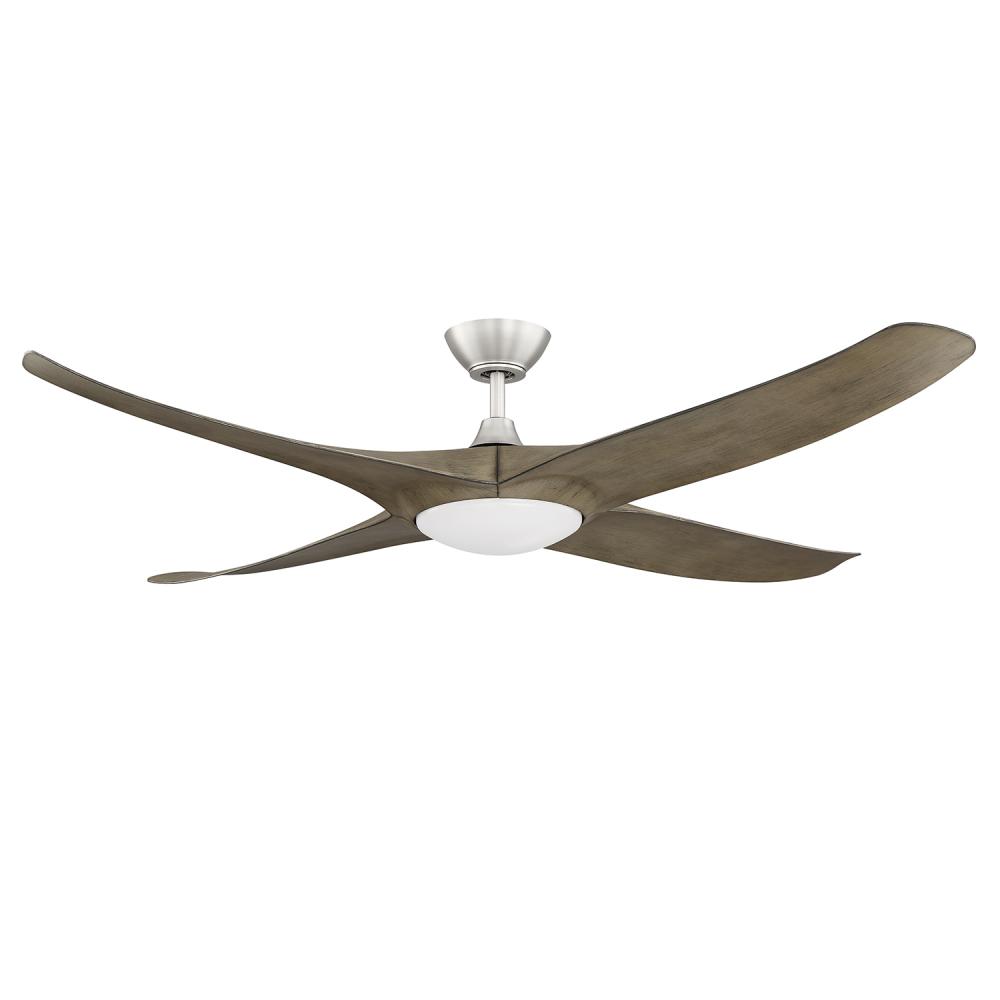 ZEPHYRUS 60 in. Satin Nickel Ceiling Fan with Grey Weathered Oak blades