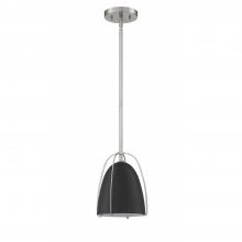 Kendal PF126-BLK/SN - VILIA Mini 1-Light Black & Satin Nickel Pendant